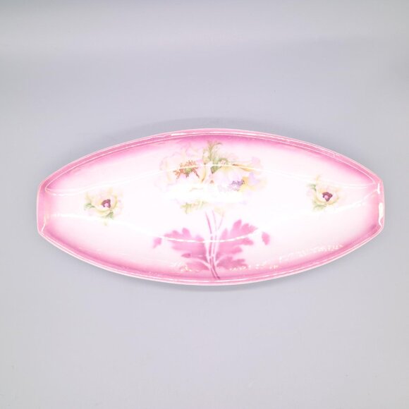 Antique Fine Porcelain Floral Celery Dish/Tray PV c1900s - Picture 5 of 6
